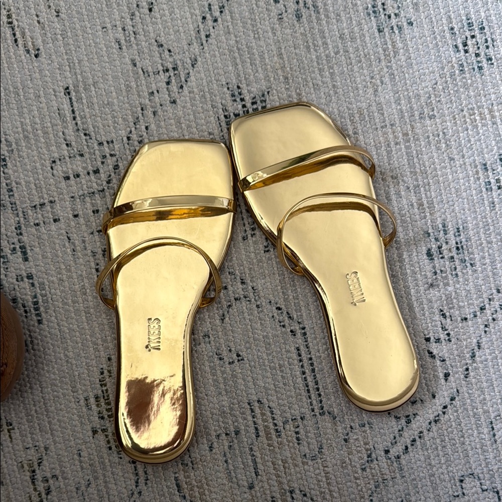 Tkees square toe gold mirror sandals